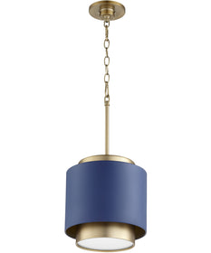 1-light Pendant Aged Brass w/ Blue