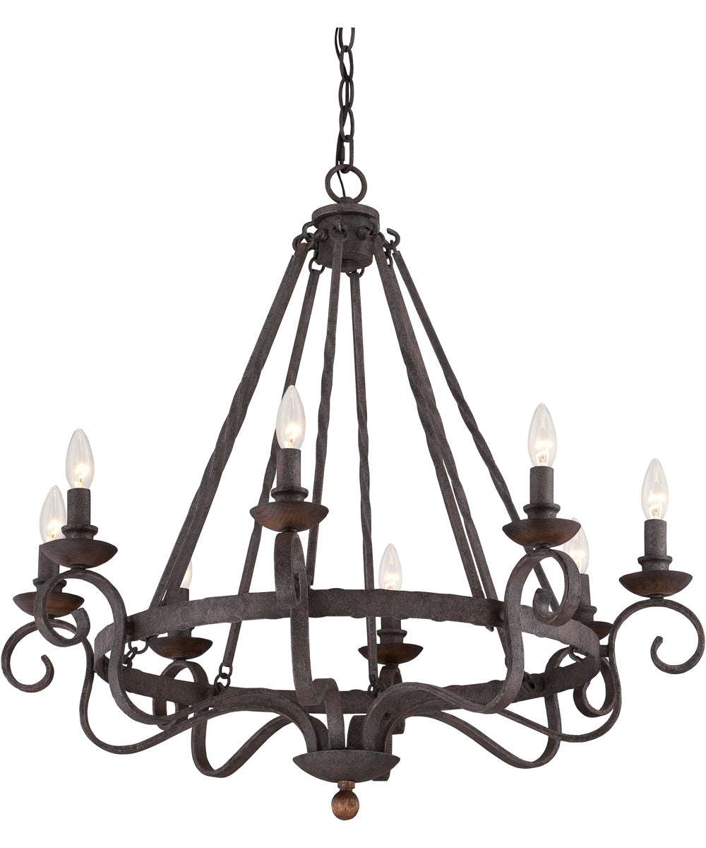Noble 8-light Chandelier Rustic Black