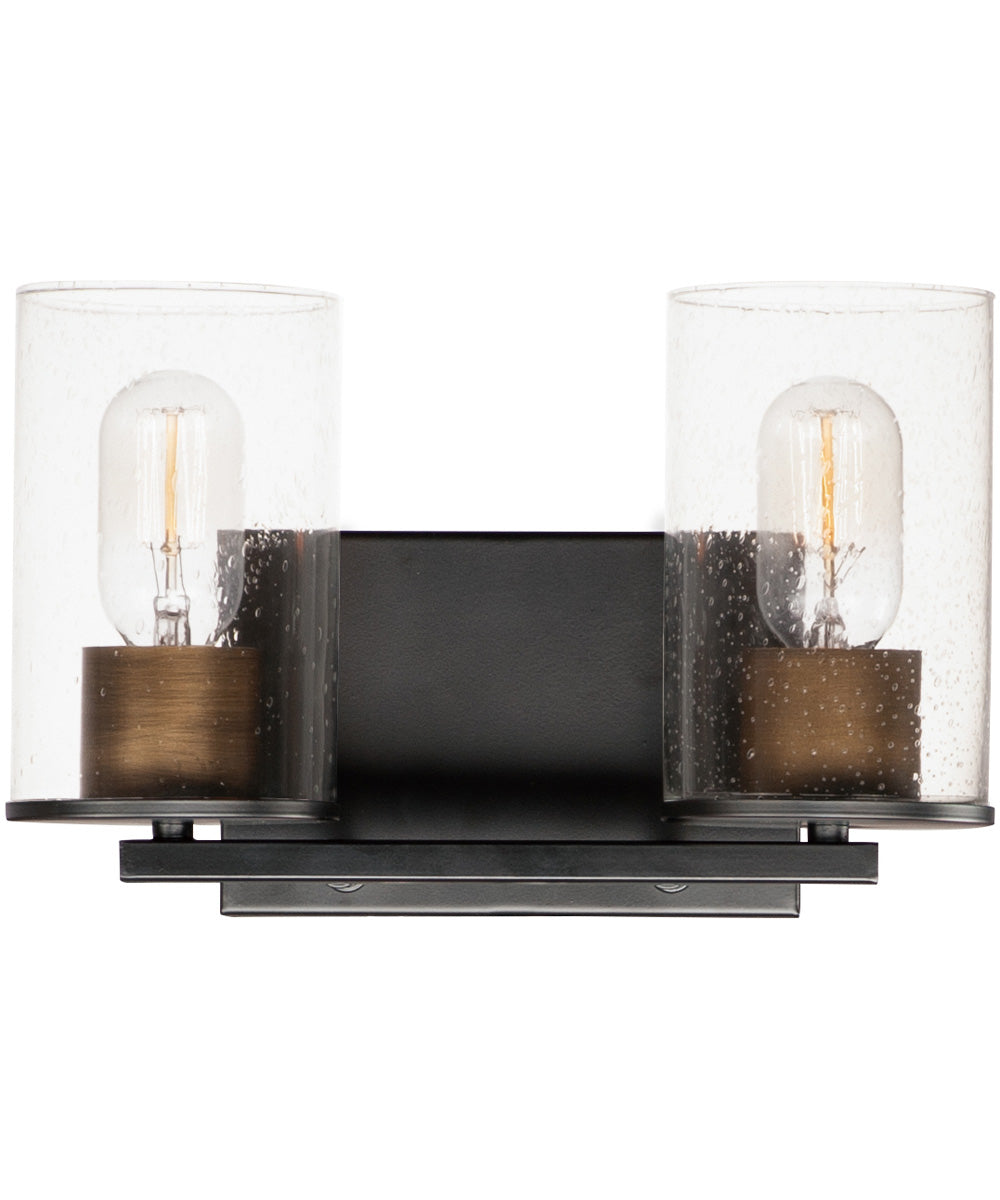 Sleek 2-Light Bath Vanity Antique Brass / Black