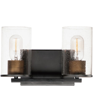 Sleek 2-Light Bath Vanity Antique Brass / Black