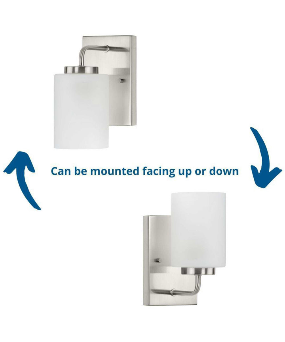 Merry 1-Light Etched Glass Transitional Style Bath Vanity Wall Light Brushed Nickel