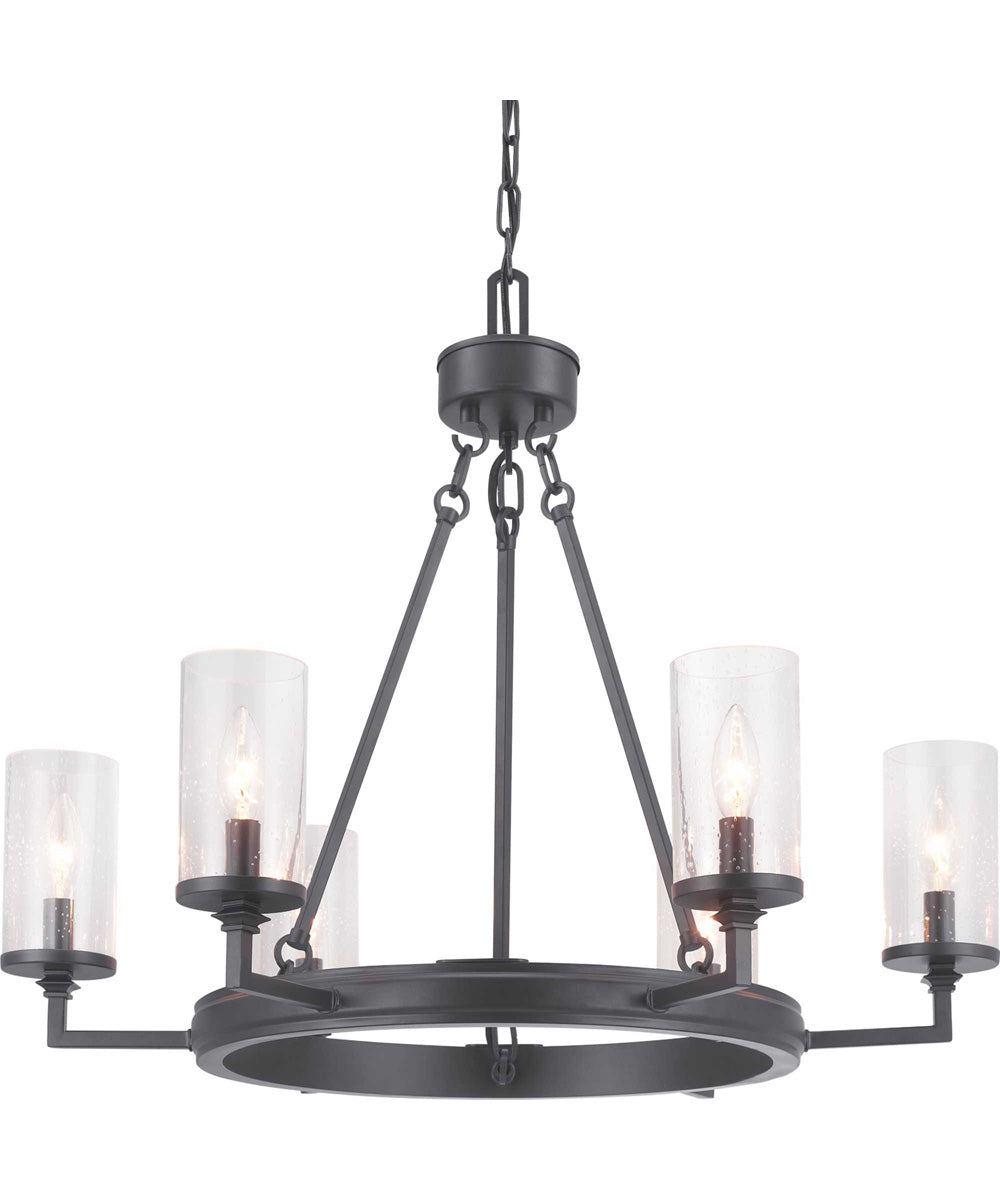 Gresham 6-Light Clear Seeded Glass Farmhouse Chandelier Light Graphite