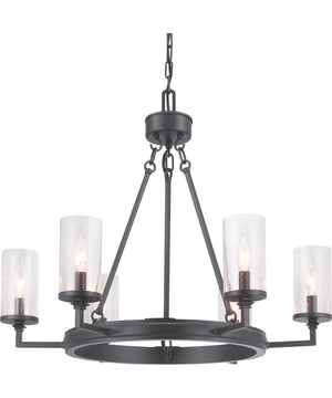 Gresham 6-Light Clear Seeded Glass Farmhouse Chandelier Light Graphite