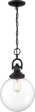 10"W Skyloft 1-Light Pendant Aged Bronze / Clear