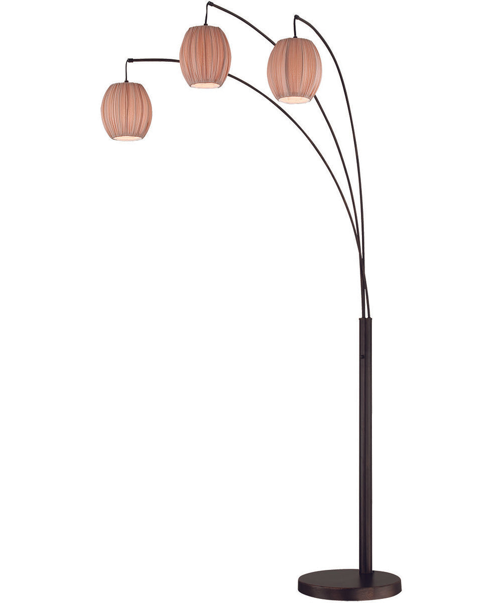 Kaden 3-Light 3-Light Arch Lamp Copper Bronze/L.Brown Shade