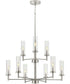 Kellwyn 9-Light Clear Glass Transitional Style Chandelier Light Brushed Nickel