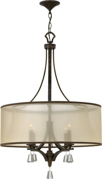 25"W Mime 4-Light Chandelier French Bronze