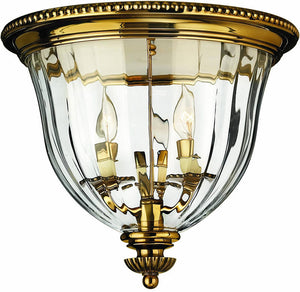 15"W Cambridge 3-Light Flush Mount Fixture Burnished Brass