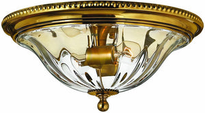 16"W Cambridge 2-Light Flush Mount Fixture Burnished Brass