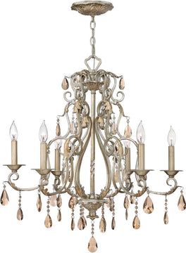 28"W Carlton 6-Light Chandelier Silver Leaf