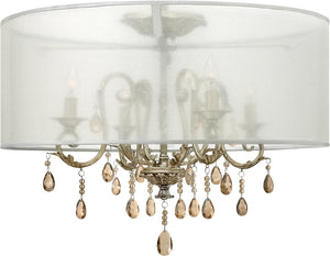 24"W Carlton 4-Light Semi Flush Foyer Silver Leaf