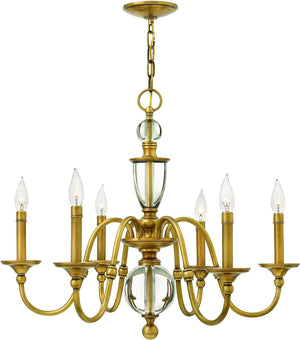 27"W Eleanor 6-Light Chandelier Heritage Brass 4956HB