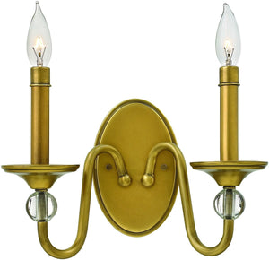 13"W Eleanor 2-Light Wall Sconce Heritage Brass