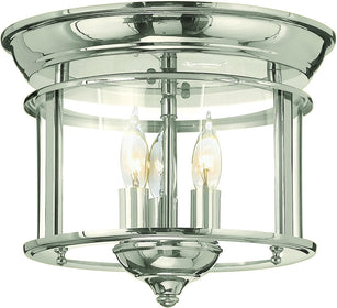 10"W Gentry 3-Light Flush Mount  Polished Nickel 3473PN