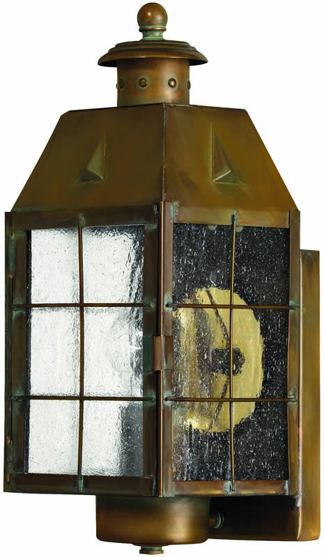 14"H Nantucket 1-Light Outdoor Wall Lantern Aged Brass