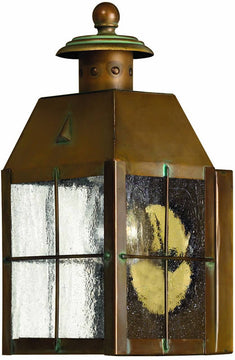 10"H Nantucket 1-Light Outdoor Wall Lantern Aged Brass