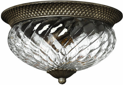 16"W Plantation 3-Light Flush Mount Fixture Pearl Bronze