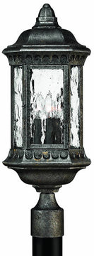 23"H Regal 3-Light Large Outdoor Post Lantern Black Granite