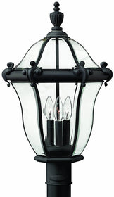 22"H San Clemente 3-Light Large Outdoor Post Lantern Museum Black