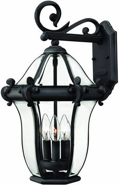 20"H San Clemente 3-Light Outdoor Wall Lantern Museum Black