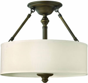 16"W Sussex 3-Light Semi-Flush Mount Fixture English Bronze