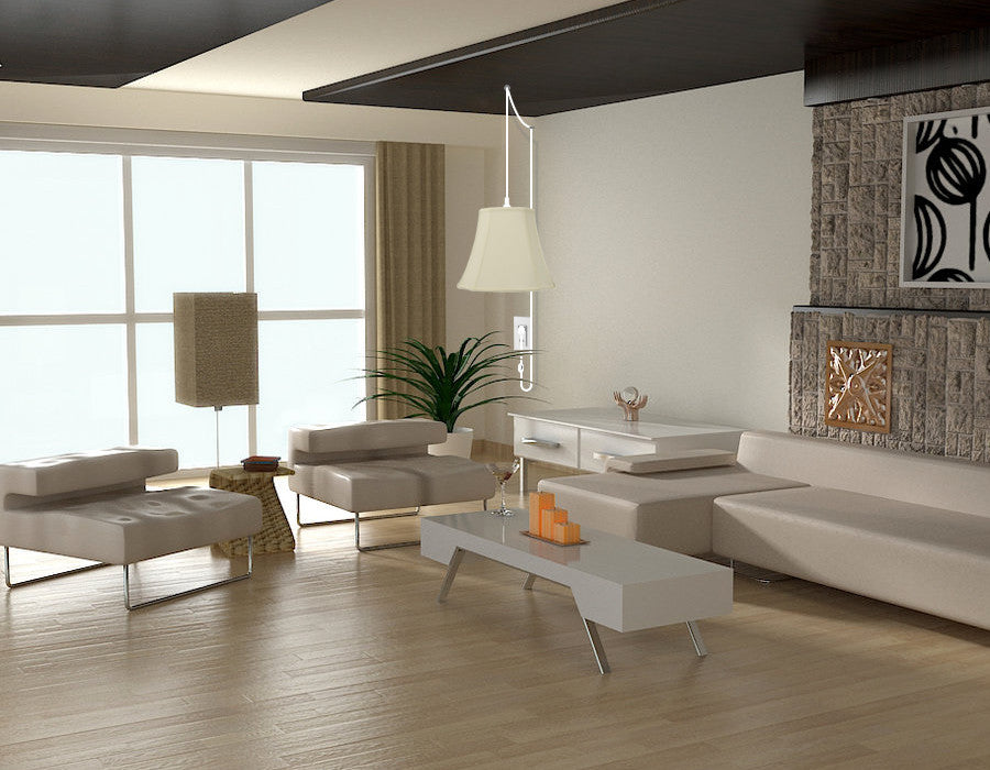 HomeConcept 1-Light Plug In Swag Pendant Ceiling Light Eggshell Shade (7x8)x(12x14)x11