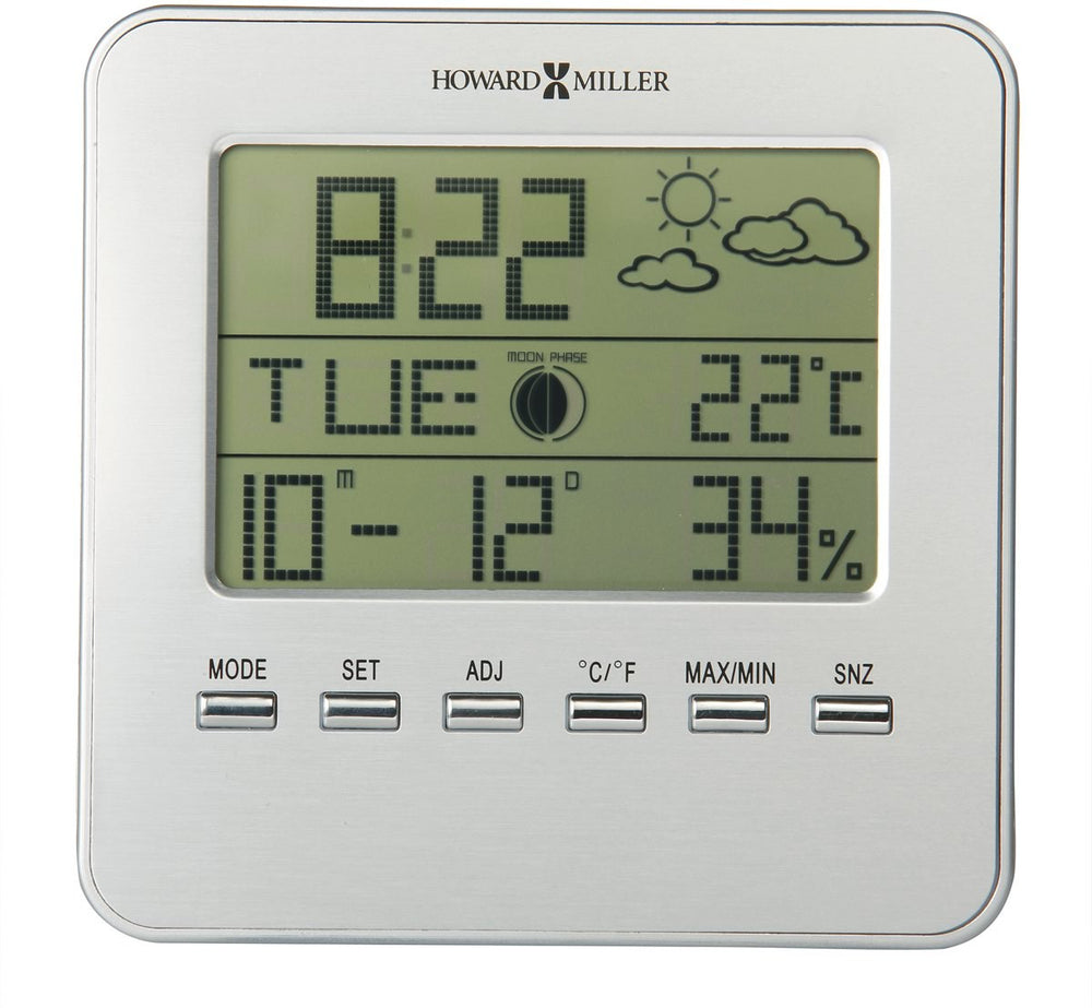 Howard Miller Weather View Table Clock Satin Silver 645693