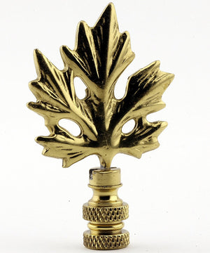 3"H Polished Brass Maple Leaf Finial