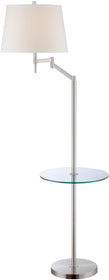 63"H Eveleen 1-Light Floor Lamp with Shelf White