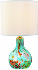 15"H Pepita Table Lamp Aqua Glass Body