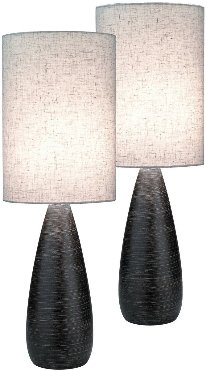 Lite Source Quatro II 2-Light Set of 2 Table Lamp Brushed Dark Bronze LS29992PK
