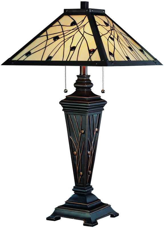 Lite Source Remus 2-Light Tiffany Table Lamp Dark Bronze C41117