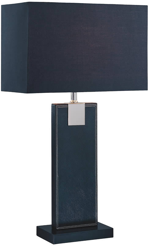 Lite Source 1-Light Remigio Table Lamp Black Leather LS21282BLKBLK