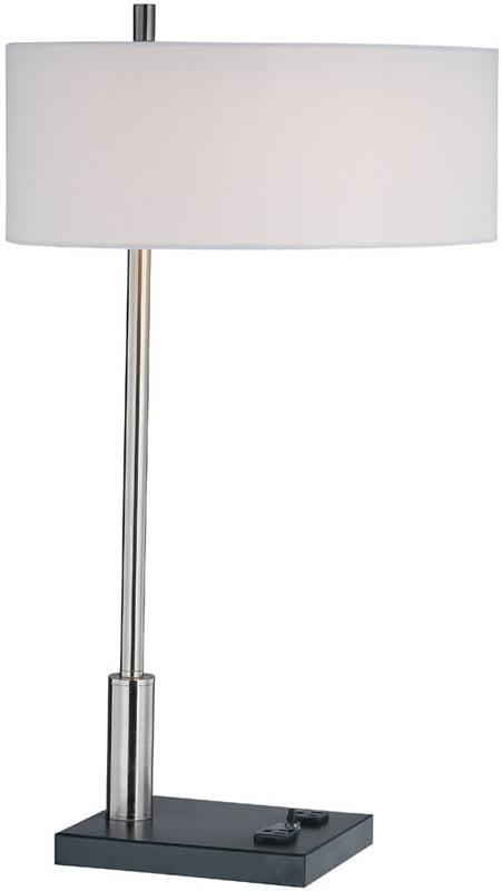 27"H 1-Light Table Lamp Polished Steel Data port outlets