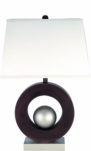 Lite Source Circuline Table Lamp Polished Steel and Dark Walnut LS2449