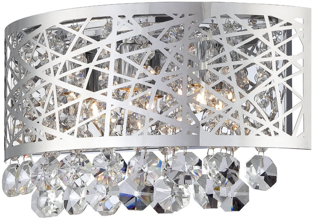 Lite Source 3-Light Wall Sconce Chrome with Crystal EL10102