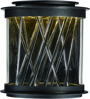 11"H Bedazzle LED Outdoor Wall Light Lantern Texture Ebony / Polished Chrome