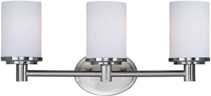 21"W Cylinder 3-Light Bath Vanity Satin Nickel