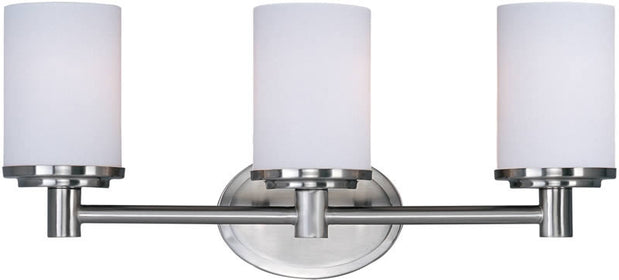 21"W Cylinder 3-Light Bath Vanity Satin Nickel