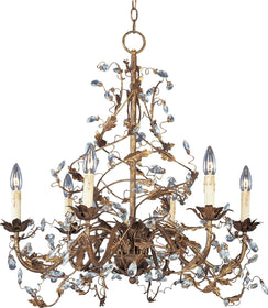 27"W Elegante 6-Light Chandelier Etruscan Gold