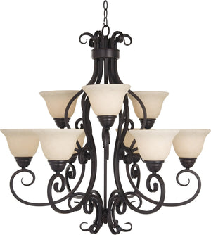 33"W Manor 9-Light Multi-Tier Chandelier Oil Rubbed Bronze