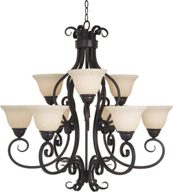 33"W Manor 9-Light Multi-Tier Chandelier Oil Rubbed Bronze