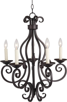 26"W Manor 5-Light Chandelier Oil Rubbed Bronze