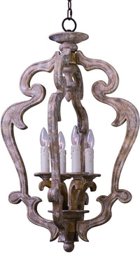 20"W Olde World 4-Light Chandelier Senora Wood