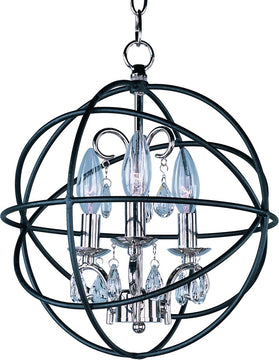 12"W Orbit 3-Light Chandelier Anthracite and Polished Nickel