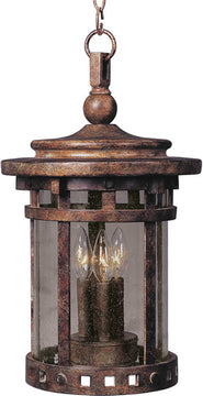 9"W Santa Barbara Die-Cast Aluminum 3-Light Outdoor Hanging Lantern Sienna