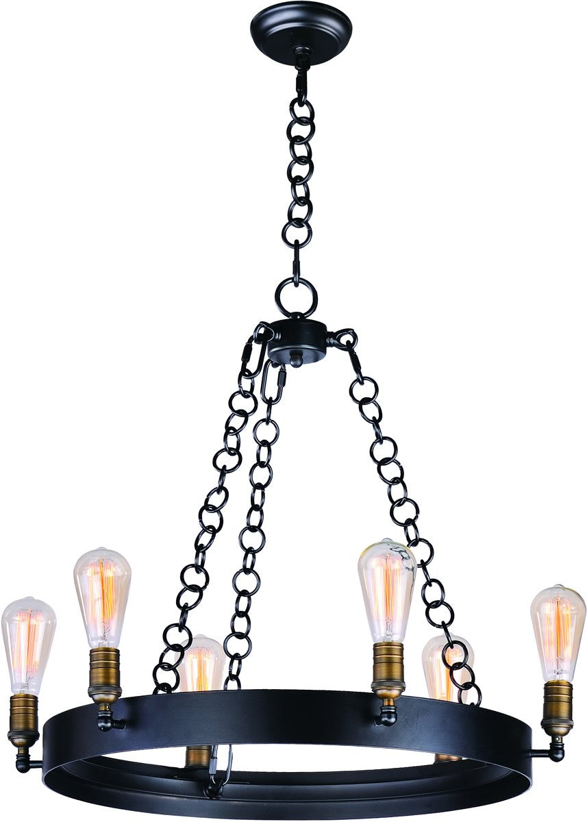 Maxim Noble 6-Light Chandelier with Bulbs 26273BKNABBUI