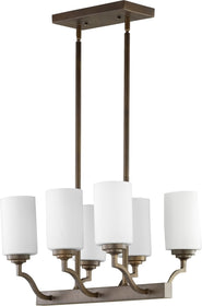 20"W Atwood 6-light Kitchen Island Light Oiled Bronze w/ Satin Opal