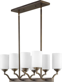 29"W Atwood 8-light Kitchen Island Light Oiled Bronze w/ Satin Opal
