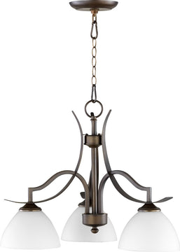 24"W Atwood 3-light Nook Chandelier Oiled Bronze w/ Satin Opal